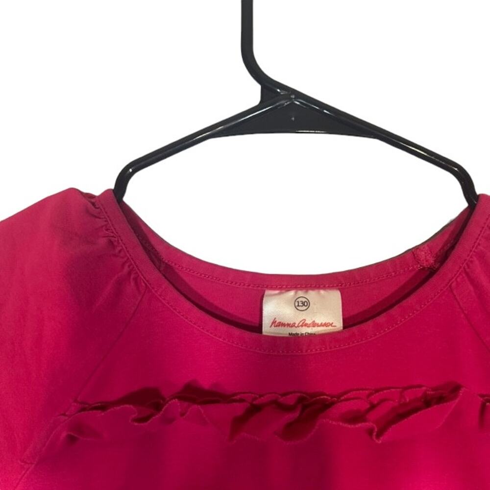 Hanna Andersson Pink Layered Ruffle Short Sleeve Bodycon Dress Kids Sz S View 3